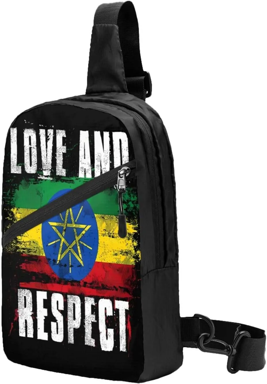 Love and Respect Ethiopia Flag Ethiopian Pride Portable Crossbody Bag Foldable Sling Bags Sports Gym Chest Daypack Reusable Shoulder Backpack Casual Diagonally Rucksack Fanny Packs
