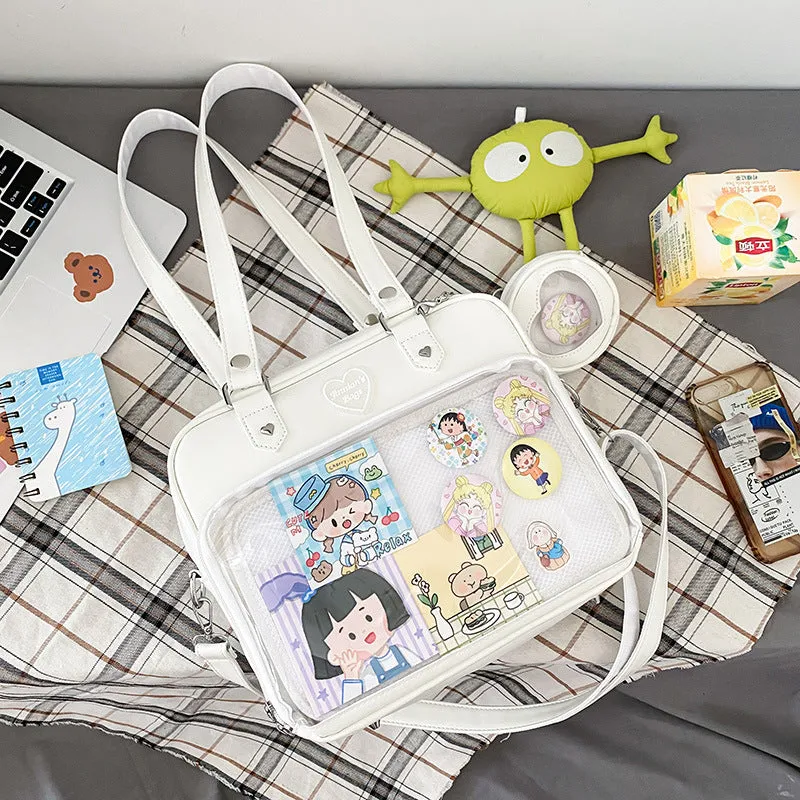 Lovely Female Soft Cartoon Transparent College Crossbody Bags