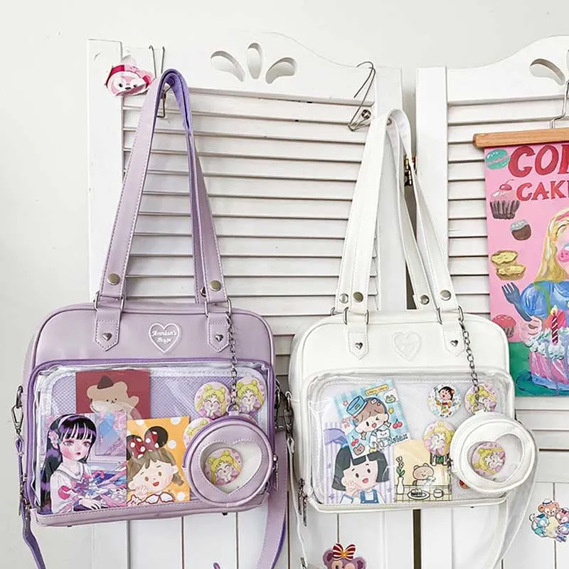Lovely Female Soft Cartoon Transparent College Crossbody Bags