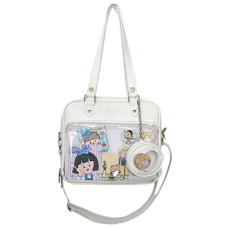 Lovely Female Soft Cartoon Transparent College Crossbody Bags
