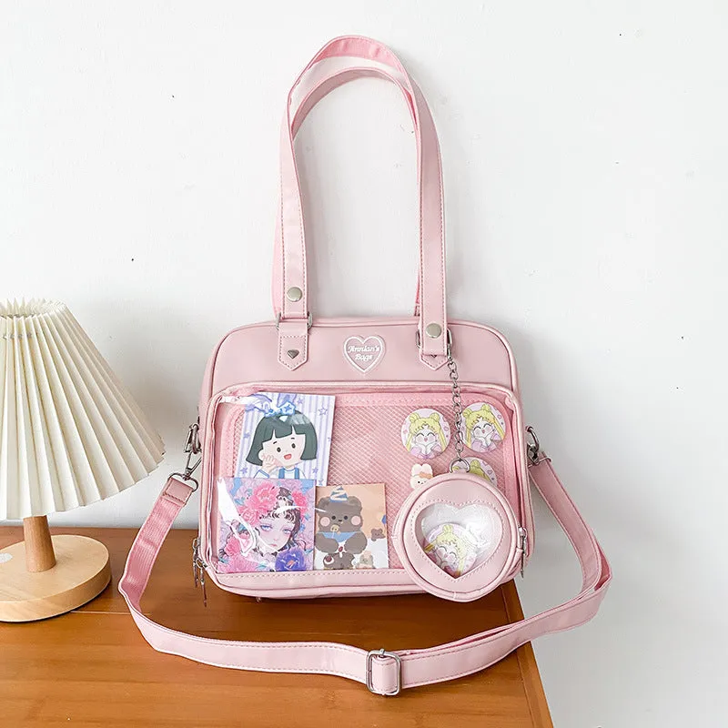 Lovely Female Soft Cartoon Transparent College Crossbody Bags