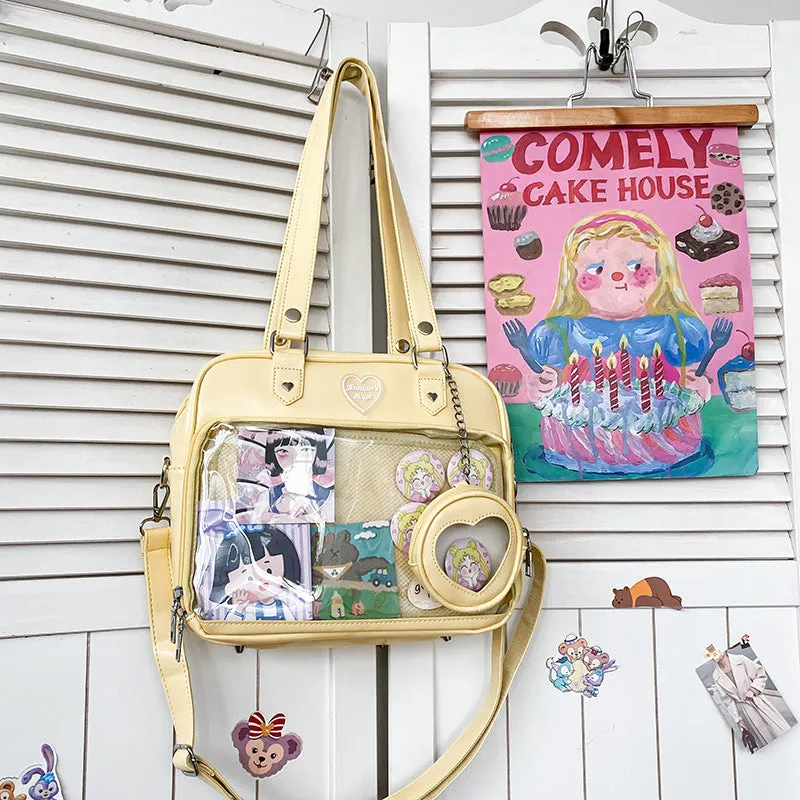 Lovely Female Soft Cartoon Transparent College Crossbody Bags