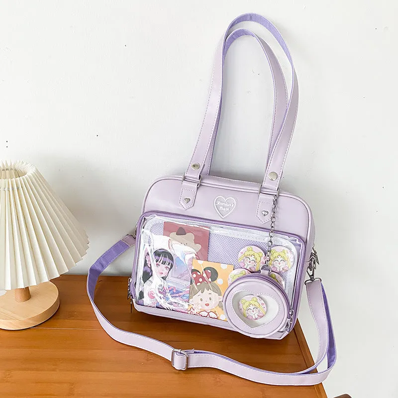 Lovely Female Soft Cartoon Transparent College Crossbody Bags