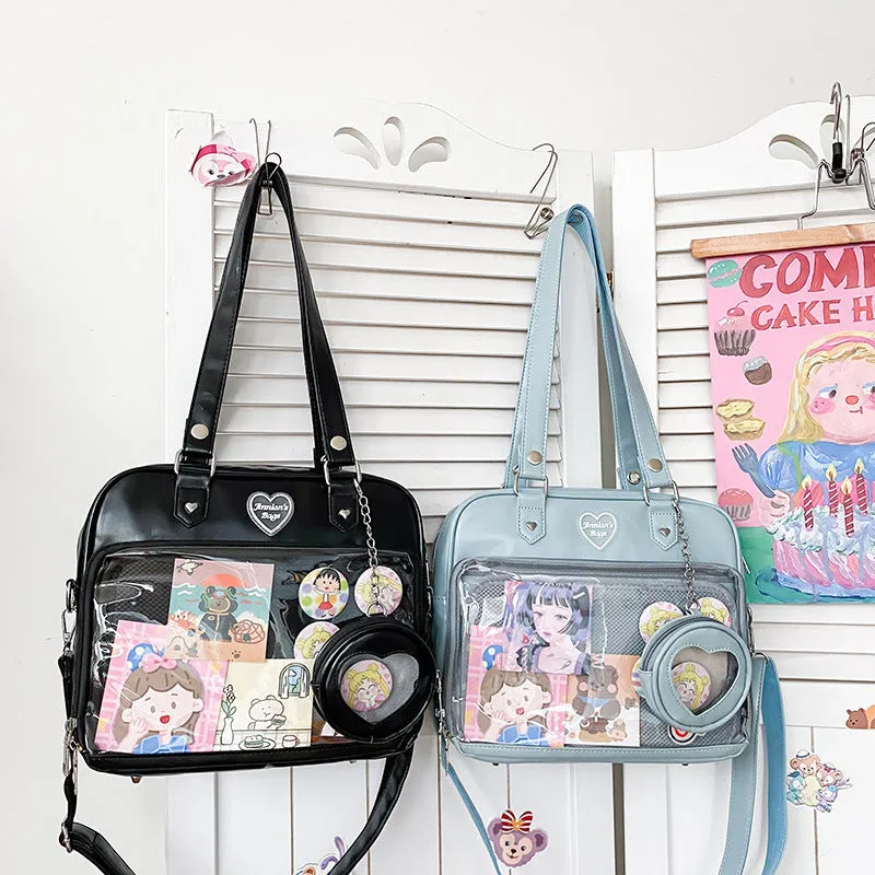Lovely Female Soft Cartoon Transparent College Crossbody Bags