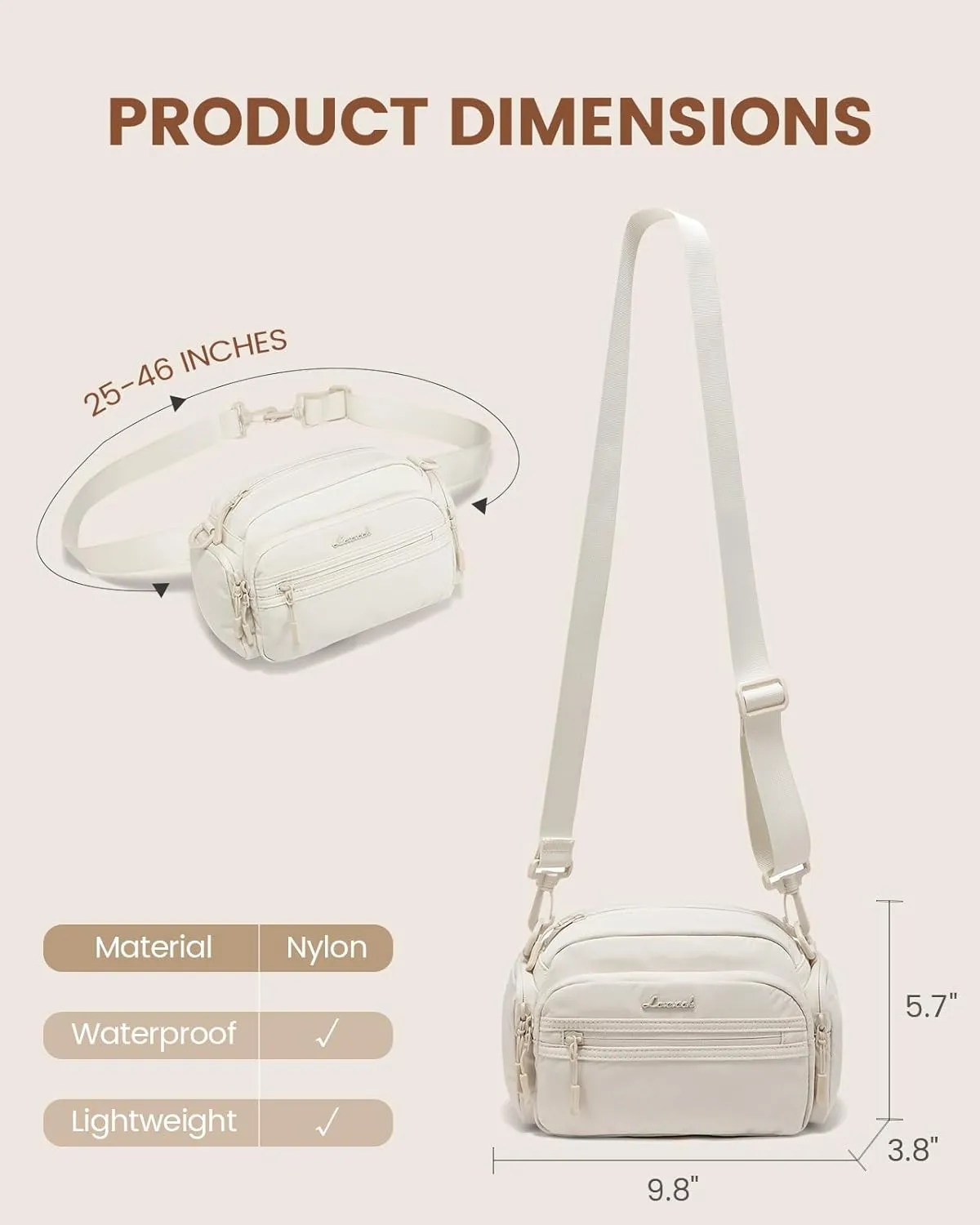 LOVEVOOK Crossbody Bag for Women, Multi-Pockets Purse, Nylon Shoulder Handbags, Water-Resistant & Lightweight
