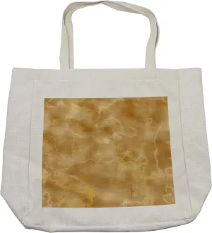 Lunarable Marble Shopping Bag, Cloudy Granite Natural Crystal Rock Formation Motif Earthen Tones Print, Eco-Friendly Reusable Bag for Groceries Beach and More, 15.5" X 14.5", Cream
