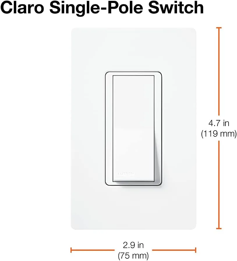 Lutron Claro On/Off Switch, 15-Amp, Single-Pole, SC-1PS-HT, Hot