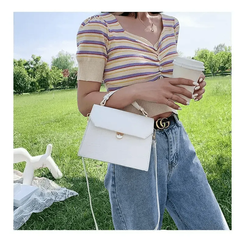 Luxury Snow White Crossbody Bags For Women And Girls Small PU Leather Handbag - Ladies Designer Evening Bags