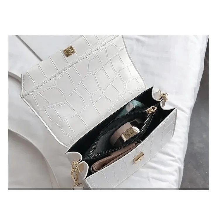 Luxury Snow White Crossbody Bags For Women And Girls Small PU Leather Handbag - Ladies Designer Evening Bags