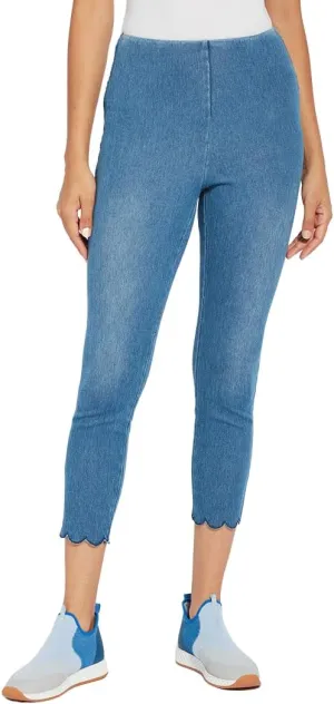 Lyssé Scallop Ankle Jeans – Cropped Jeans for Women and Stretch Jeans with Single Layer Scallop Edging