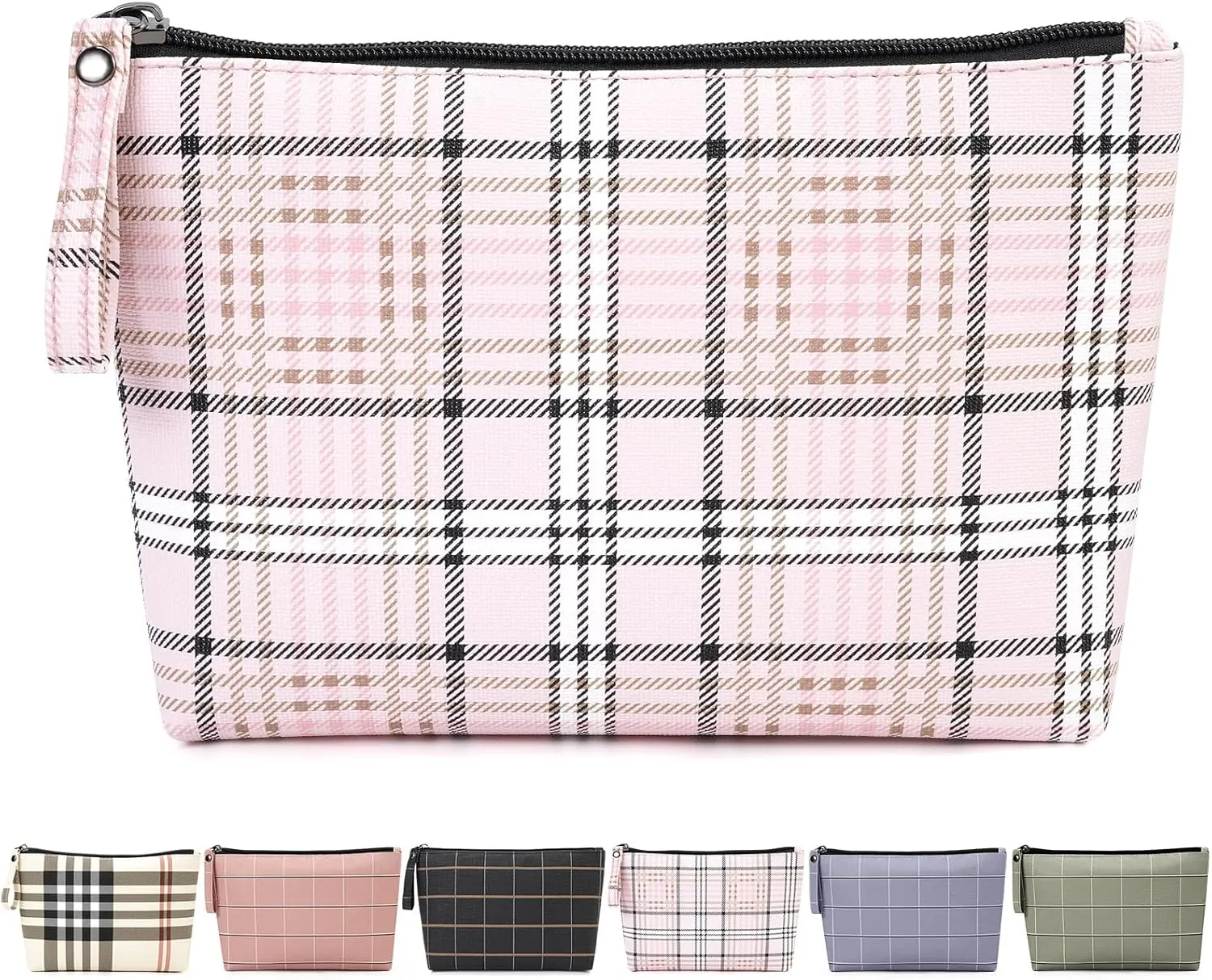 MAANGE Small Makeup Bag for Purse Cosmetic Bags for Women Pu Leather Makeup Pouch Travel Makeup Bag with Handle Make Up Bag for Travelling(Pink)