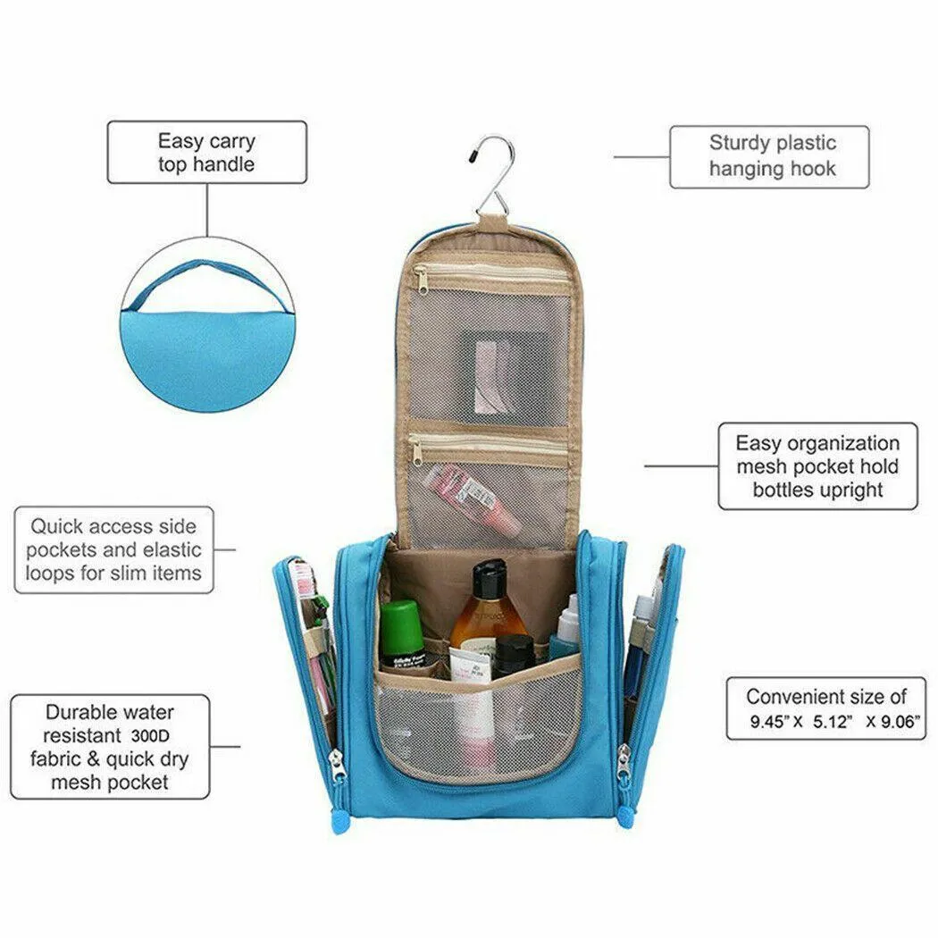 Makeup Bag Travel Cosmetic Toiletry Case Hanging Storage Large Bag Organizer Au