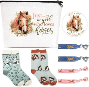 Makeup Bags Horses Cosmetic Bag for Women Girls Horse Lover Gifts Stuff Makeup Bag, Just A Girl Who Loves Horses Cosmetic Bag Small with Zipper