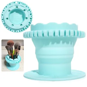 Makeup Brush Cleaners Washing Bowl Multifunctional Cleaning bowl Foldable Brush Cleaning Mat Cosmetic Brush Cleaner Holds 40 Brushes Suitable for Makeup Brush Paintbrush (blue)