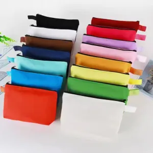 Makeup, Pouch & Bags Flat Bottom Toiletry Trackable Craft DIY Multi-Purpose – with Hassle-free Zipper 3-Pack Cotton Canvas