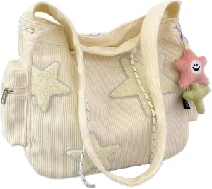 Makukke Y2K Corduroy Shoulder Bag Women, Cute Tote Bag Large Crossbody Bag for Office Work Travel Shopping