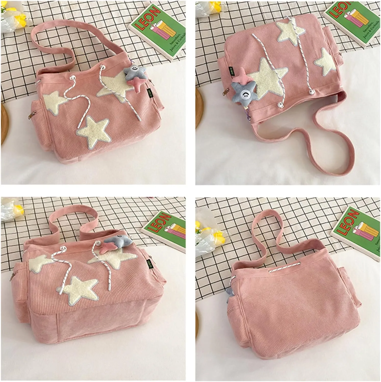 Makukke Y2K Corduroy Shoulder Bag Women, Cute Tote Bag Large Crossbody Bag for Office Work Travel Shopping