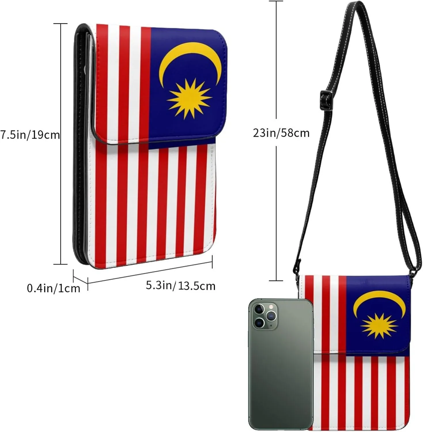 Malaysia Malaysian Flag Small Crossbody Purse Cell Phone Bag for Women