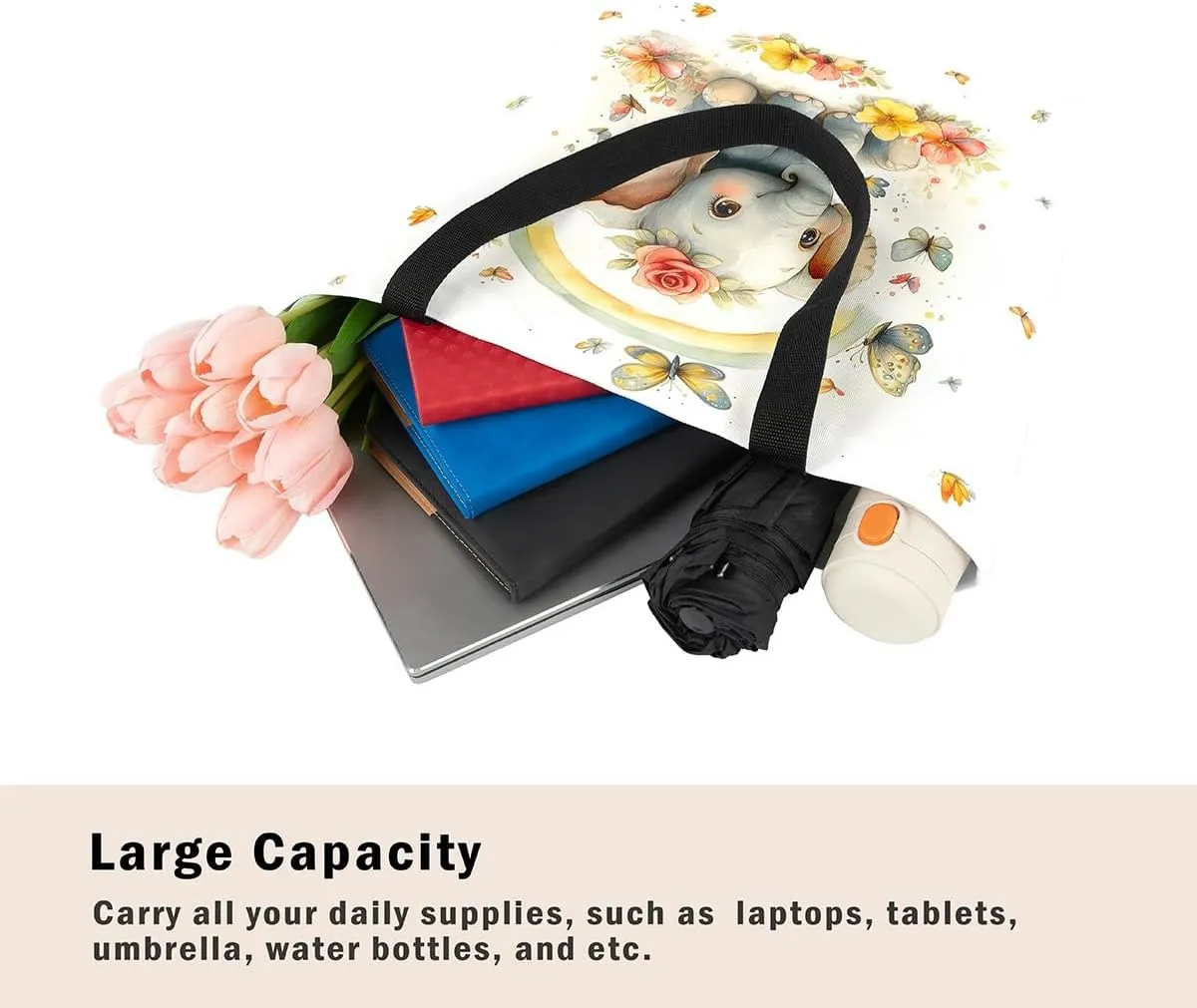 Mallard Duck Hunting Reversible Tote Bag,Kawaii Pet Wild Animal Foldable Shopping Bag,Romantic Bowknot Shoulder Bag