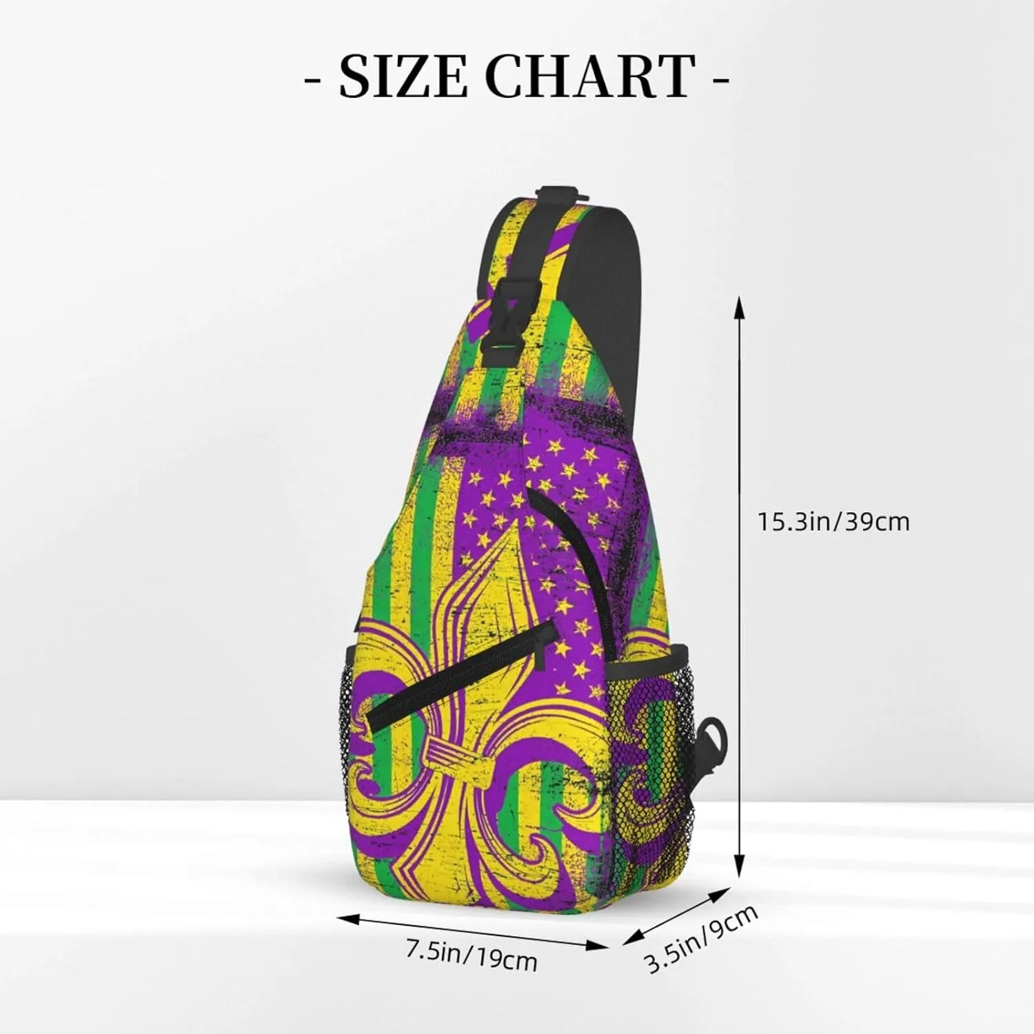 Mardi Gras American Flag Carnival Celebration Sling Bag Crossbody Bag Casual Chest Bags Travel Shoulder Backpack