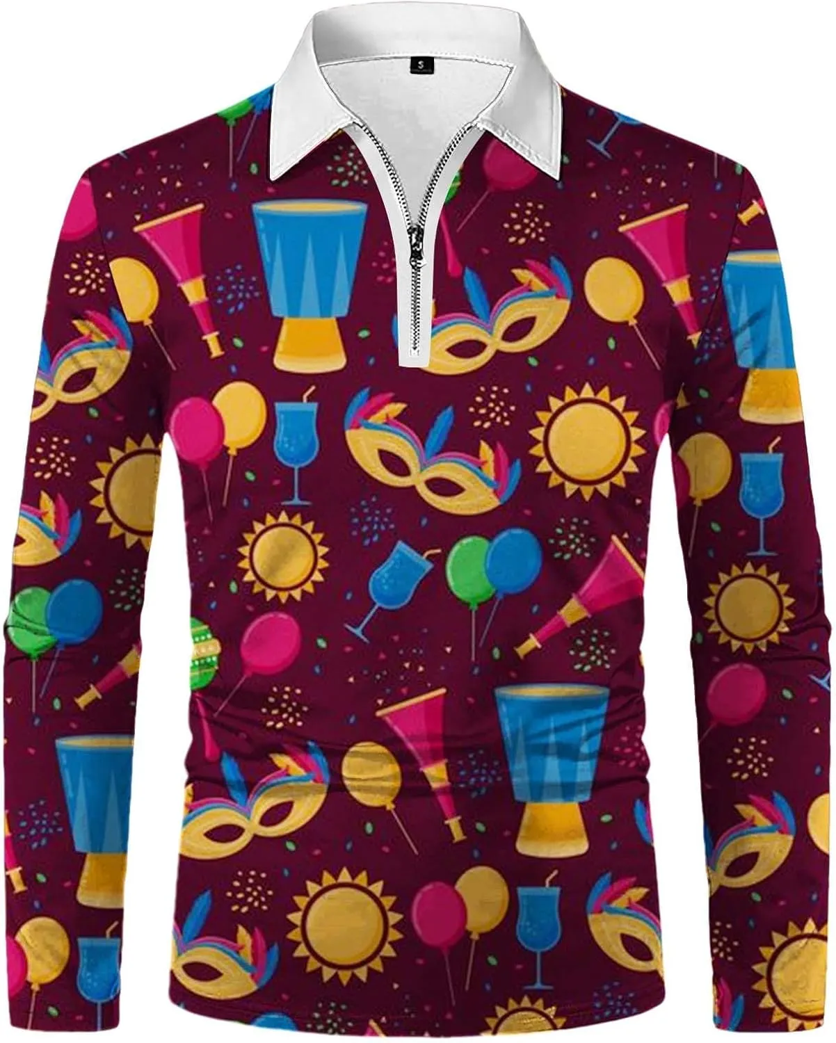 Mardi Gras Polo Shirts for Men Loose Button Stand Collar Solid Shirt Short Sleeve Top Slim Fit Tee Shirts for Men