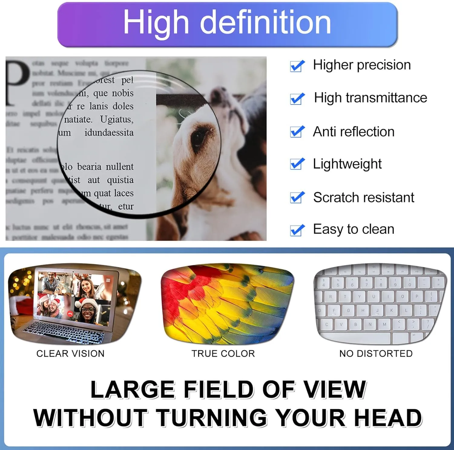 MARE AZZURO Clear Frame Reading Glasses 1.5 Men Oversized Square Readers for Large Head 100 125 150 175 200 225 250 275 300 350 400 500 600 (Transparent, 1.50)