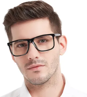 MARE AZZURO Oversized Square Reading Glasses  1.0 Men Large Readers Big Face 1.0 1.25 1.5 1.75 2.0 2.25 2.5 2.75 3.0 3.5 4.0 5.0 6.0 (Black, 1.00)