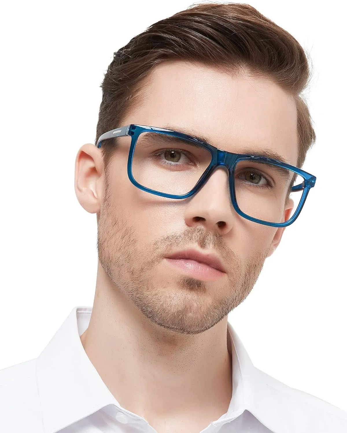 MARE AZZURO Oversized Square Reading Glasses 1.0 Men Large Readers Big Face 1.00 1.25 1.50 1.75 2.00 2.25 2.50 2.75 3.00 3.50 4.00 5.00 6.00 (Blue, 100)