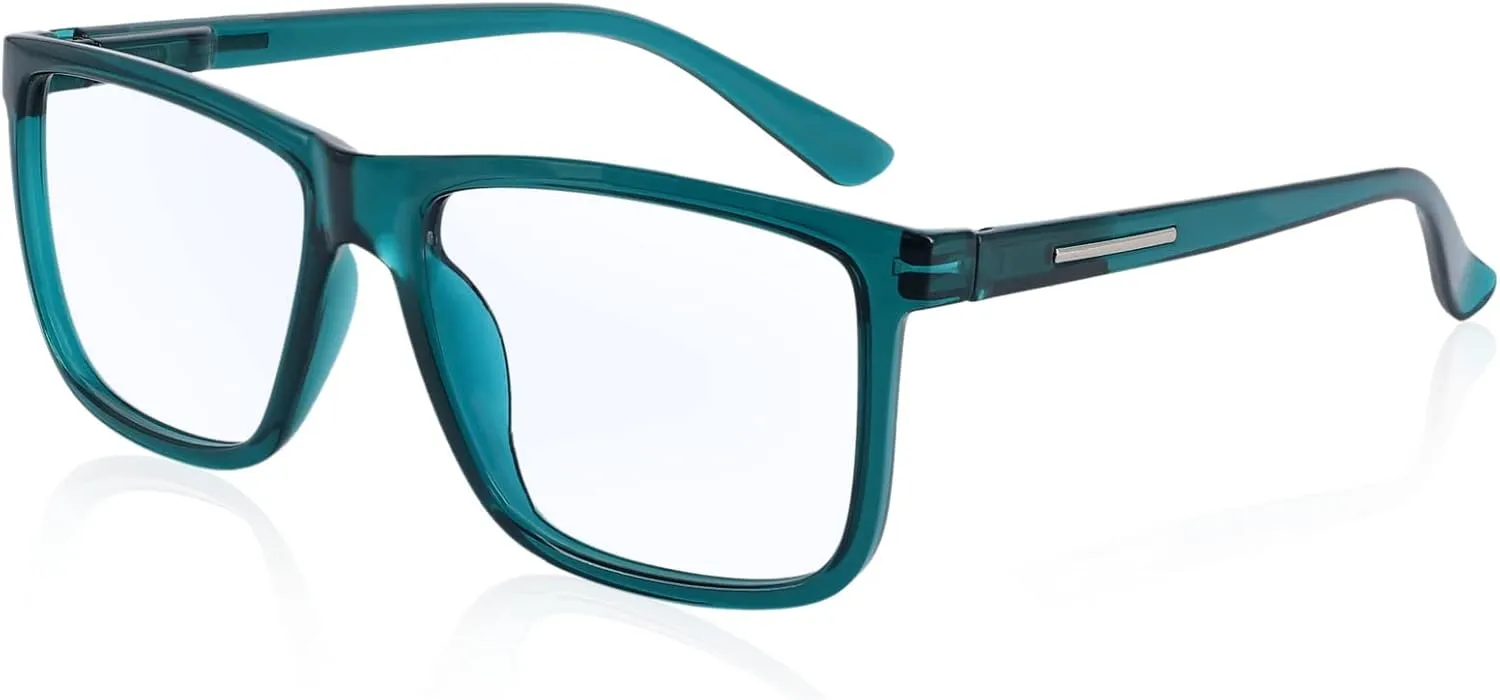 MARE AZZURO Oversized Square Reading Glasses Men Large Readers Big Face 100 125 150 175 200 225 250 275 300 350 400 500 600 (Turquoise, 1.0)