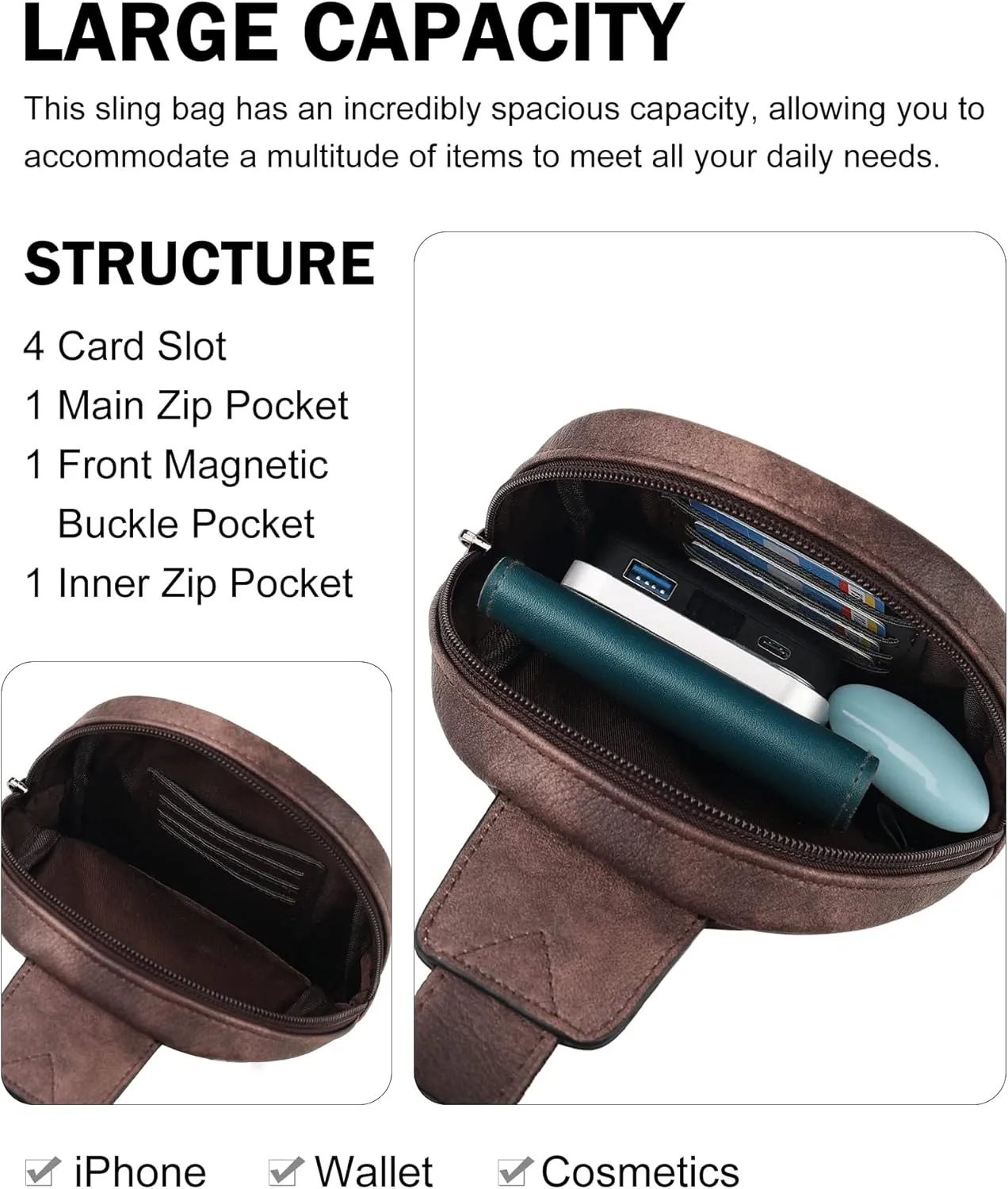 MASINTOR Small Sling Bag for Women Fashion Fanny Pack Crossbody Bags for Women Sling Backpack for Travel