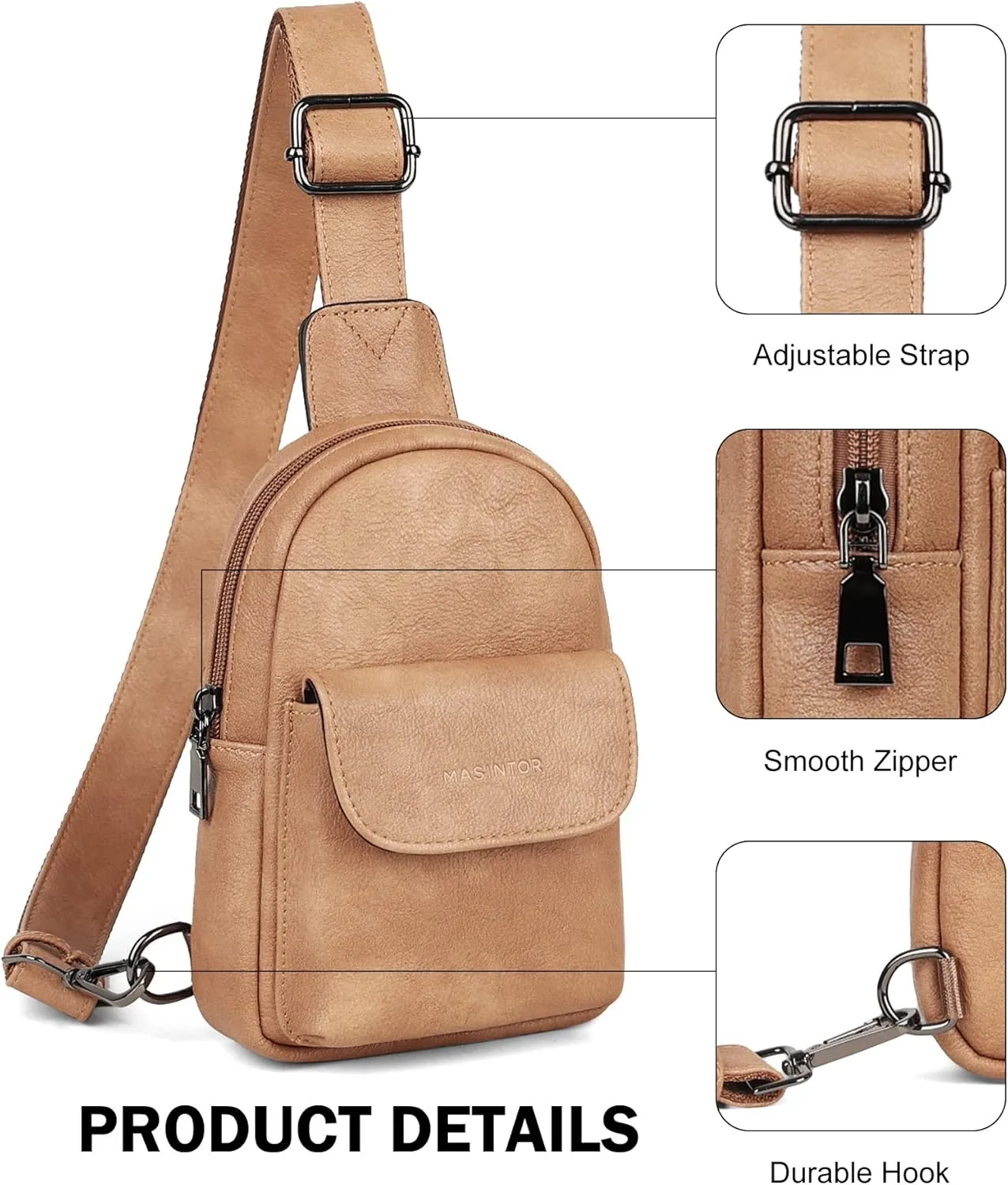 MASINTOR Small Sling Bag for Women Fashion Fanny Pack Crossbody Bags for Women Sling Backpack for Travel