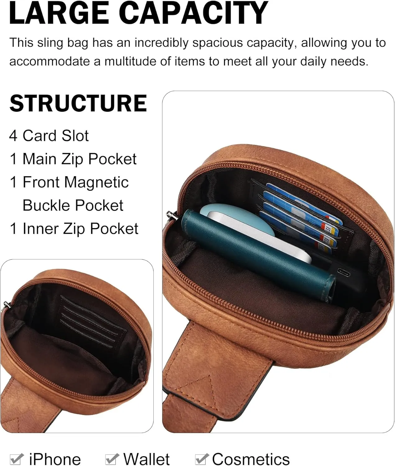 MASINTOR Small Sling Bag for Women Fashion Fanny Pack Crossbody Bags for Women Sling Backpack for Travel