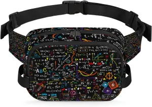 Math Education Geometrical Plots Formulas Fanny Packs for Men Women Waist Bag with Adjustable Belt Crossbody Bum Bags for Travel Sports Running Casual Cycling