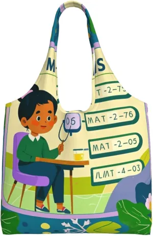 Math Lesson Word Print Ladies' Single Shoulder Canvas Handbag,Sturdy Cotton Handbag With Patterned Shoulder Bag