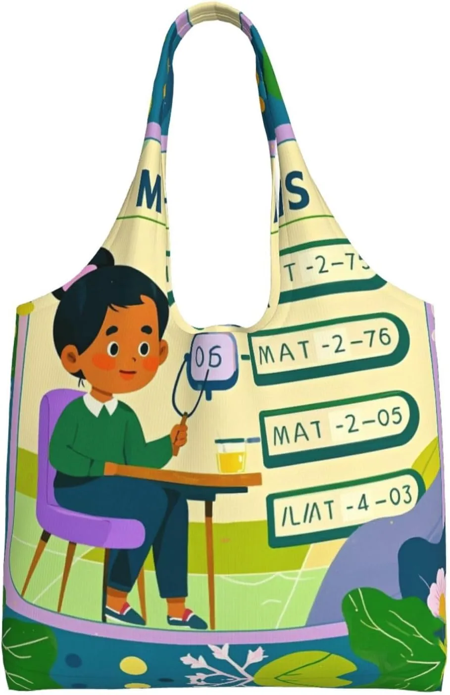 Math Lesson Word Print Ladies' Single Shoulder Canvas Handbag,Sturdy Cotton Handbag With Patterned Shoulder Bag