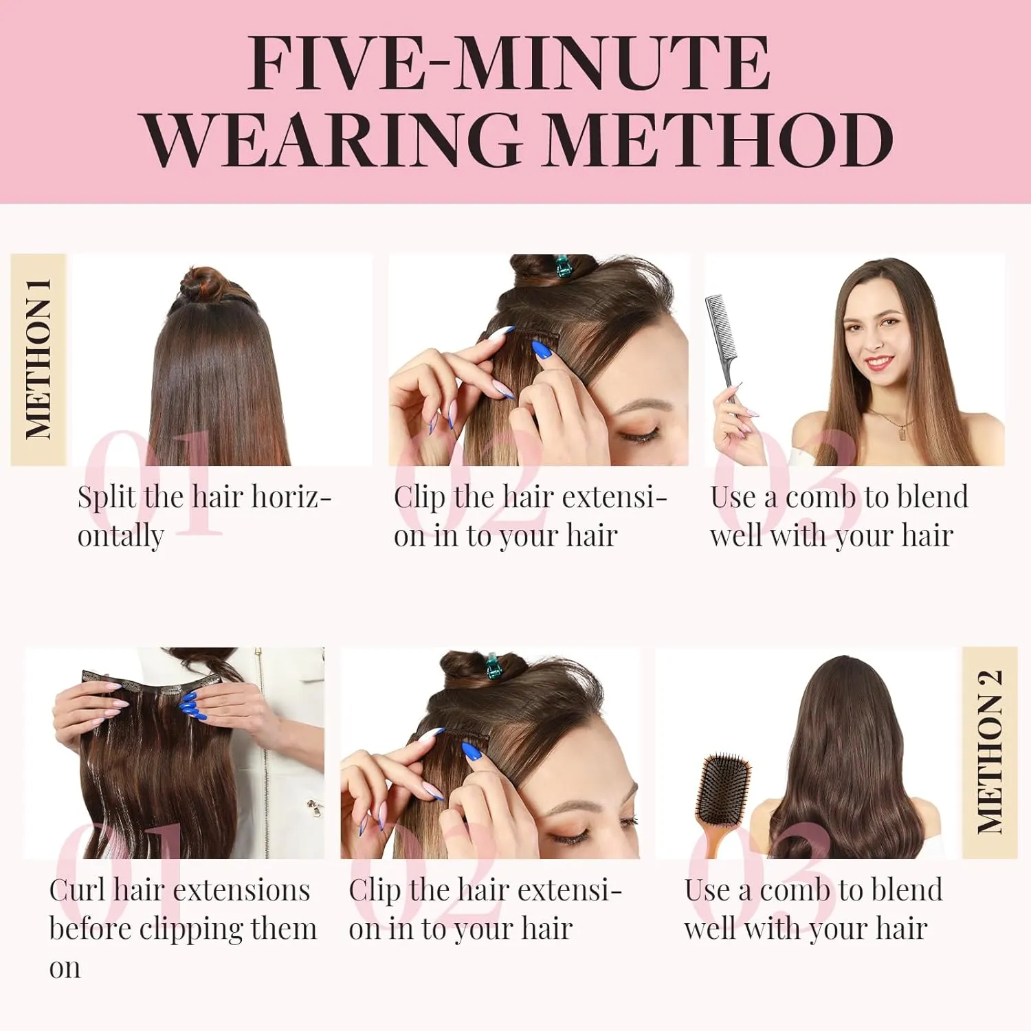 MAXITA Real Human Hair Clip ins, 12 Inch Natural Black 80g 7pcs, Remy Straight Hair Extensions