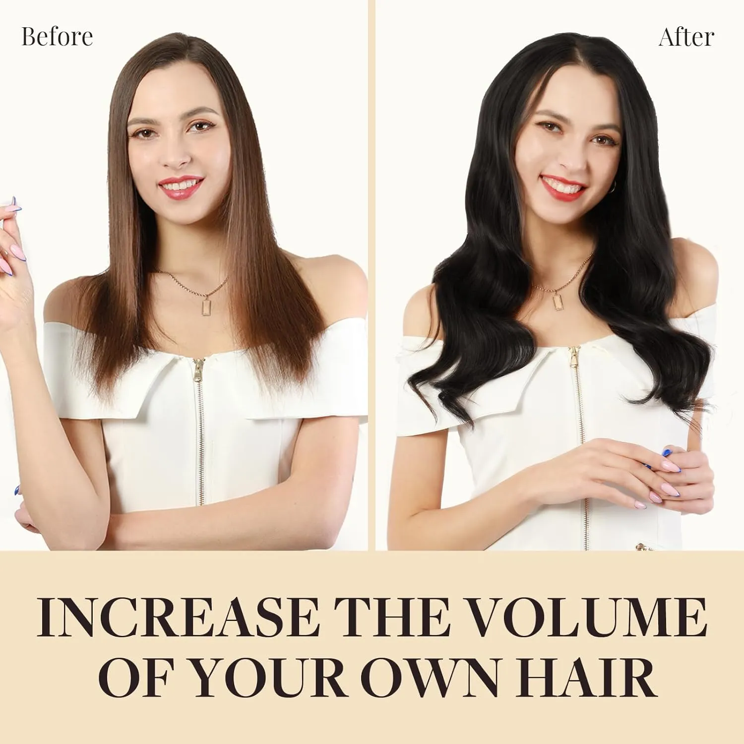 MAXITA Real Human Hair Clip ins, 12 Inch Natural Black 80g 7pcs, Remy Straight Hair Extensions