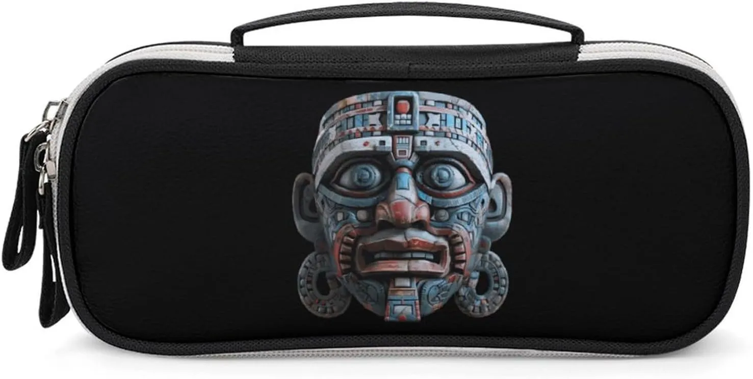 Maya Face Mask Pencil Bag Travel Cosmetic Makeup Pouch Portable Stationery Organizer for Women