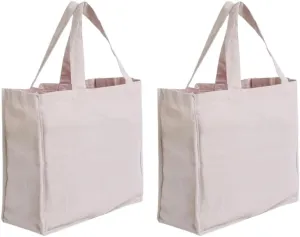 Mayatra's Eco-friendly Canvas Grocery Shopping Bags with Handle - Cloth Tote With 6 Compartments- Reusable - Organic Bags (Pack Of 2)