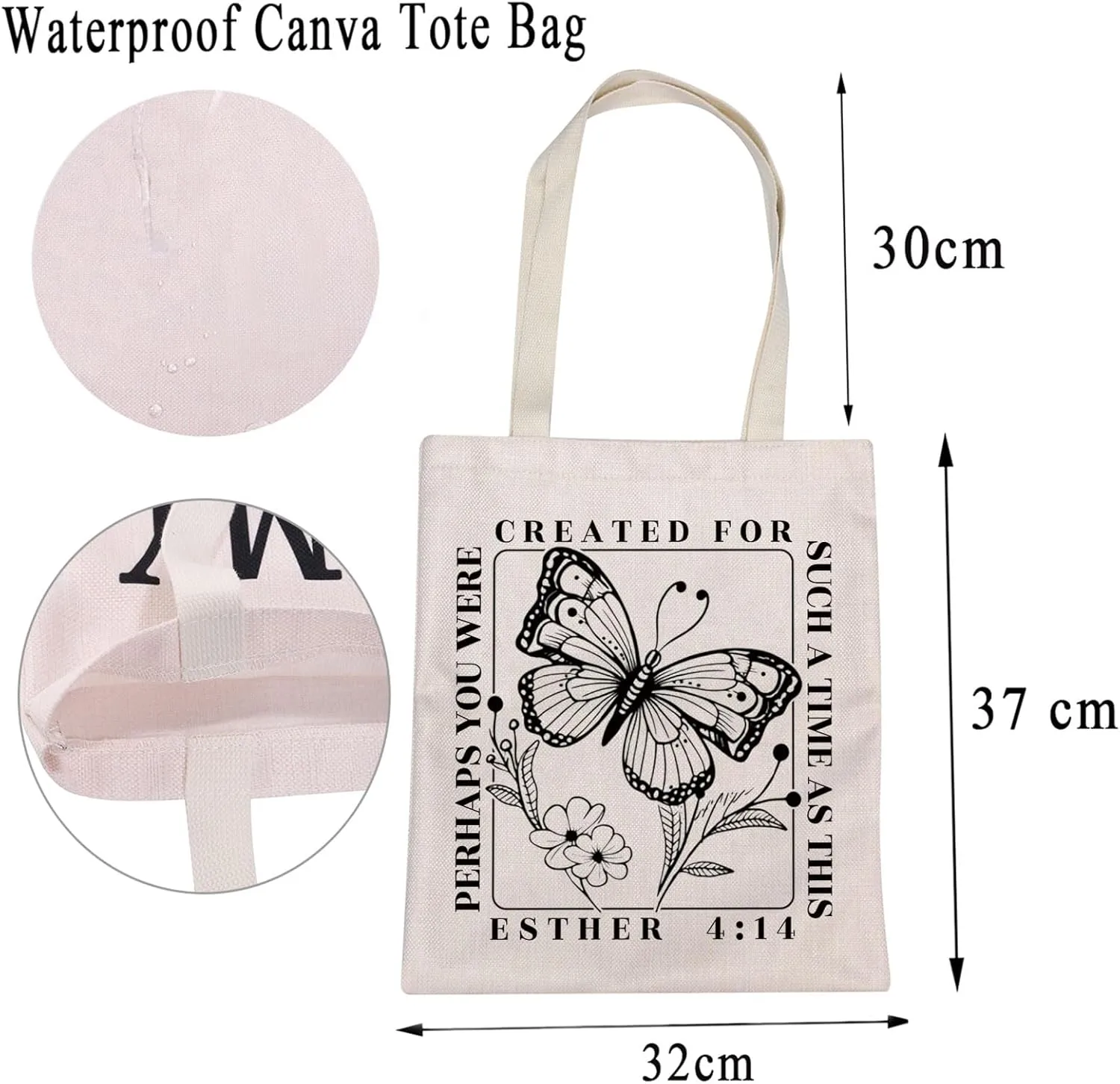 MBMSO Bible Verse Tote Bag Christian Scripture Gifts Perhaps You Were Made for Such Time as This Esther 4:14 Faith Based Gift