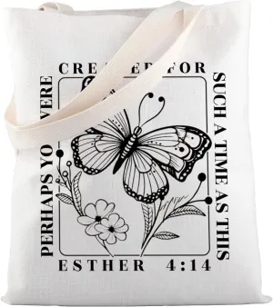 MBMSO Bible Verse Tote Bag Christian Scripture Gifts Perhaps You Were Made for Such Time as This Esther 4:14 Faith Based Gift