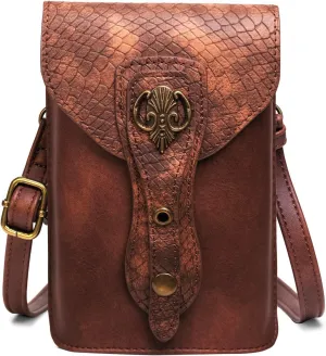 Medieval Leather Belt Pouch – Versatile Renaissance Bag for Ren Faire, Crossbody Cell Phone Holder, and Fairy Accessories - Brown Viking