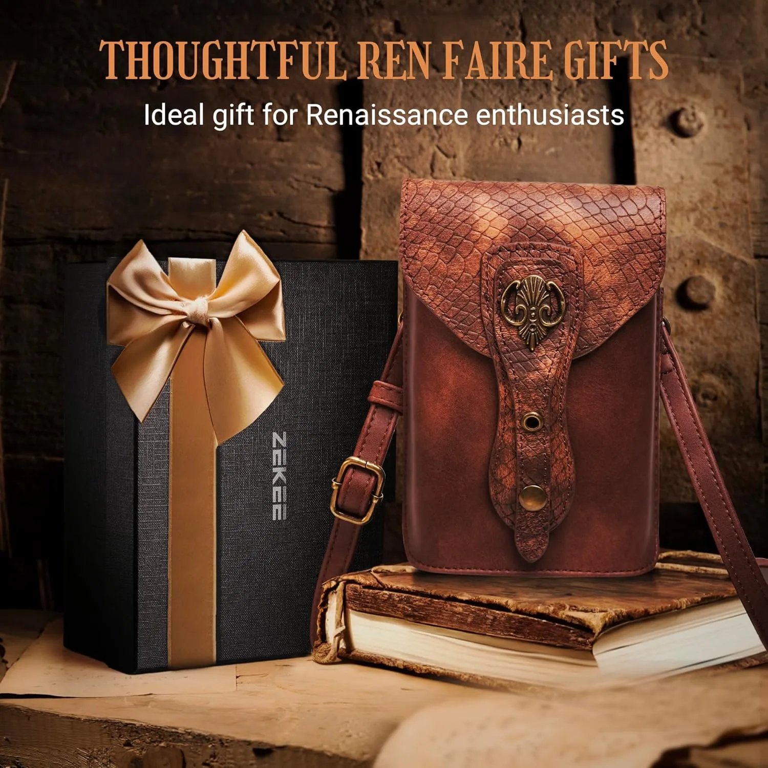 Medieval Leather Belt Pouch – Versatile Renaissance Bag for Ren Faire, Crossbody Cell Phone Holder, and Fairy Accessories - Brown Viking