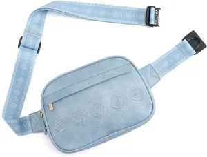 MEITRUE Belt Bag for Women Leather Fanny Pack Fashionable Small Crossbody Bags for Women Rose Embroidery Waist Bags with Adjustable Strap