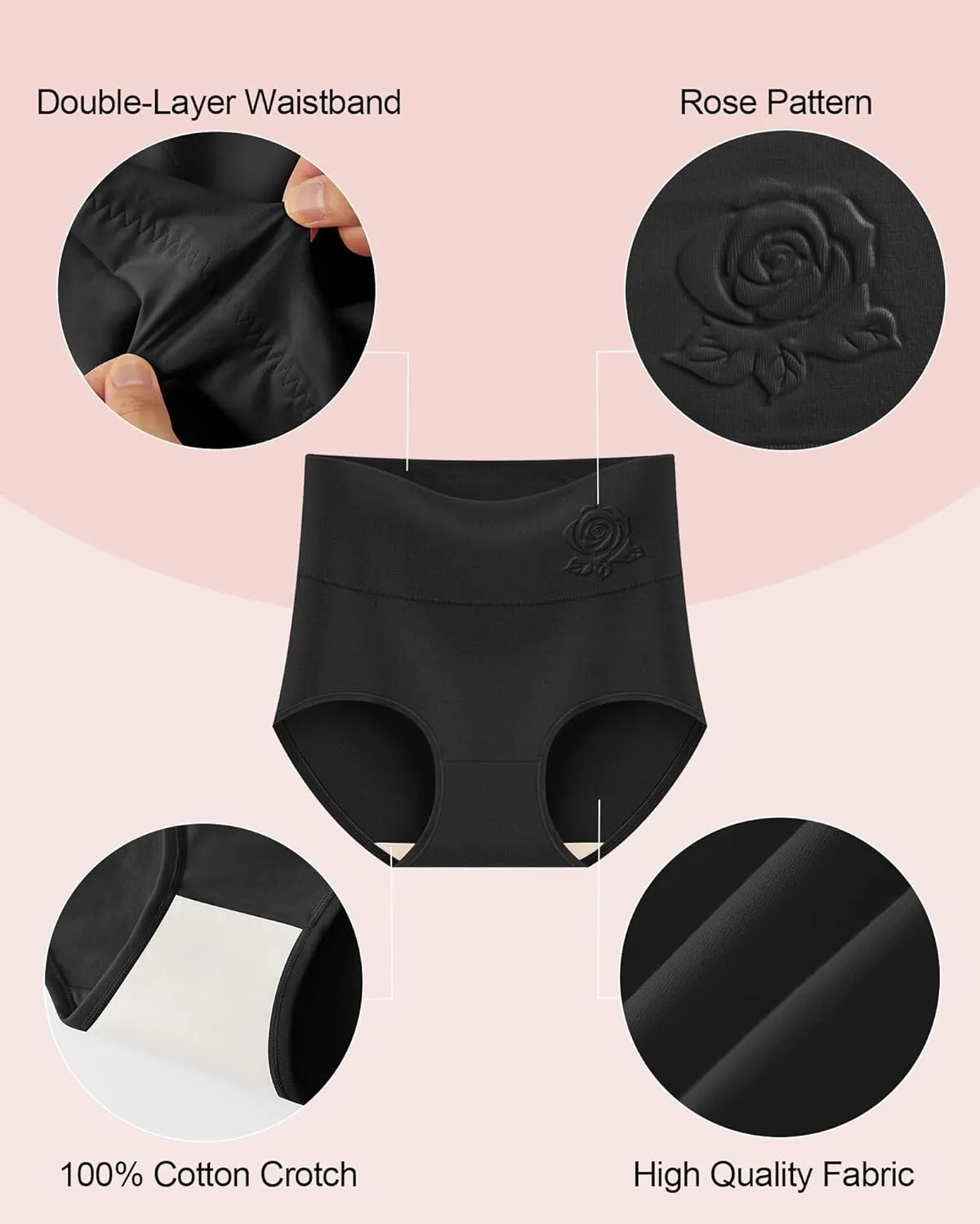 MEIYATING Women's Cotton Underwear High Waisted Tummy Control Panties Postpartum Stretch Full Coverage Ladies 4 Packs