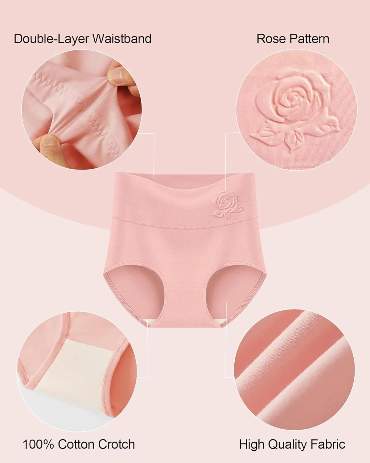 MEIYATING Women's Cotton Underwear High Waisted Tummy Control Panties Postpartum Stretch Full Coverage Ladies 4 Packs