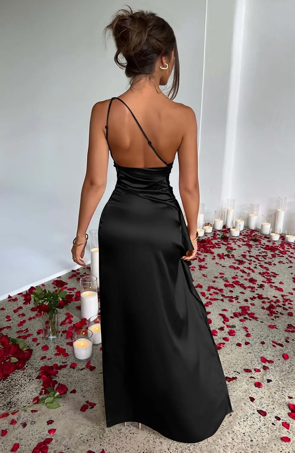 Memoriesea Women's Sexy One Shoulder High Split Cocktail Wedding Party Maxi Dress