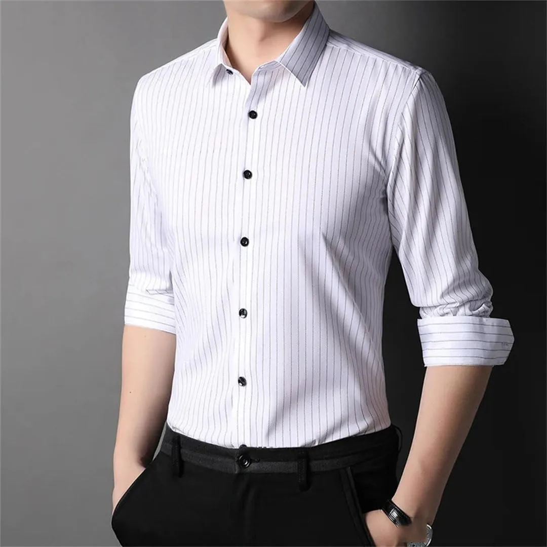 Men Designer Slim Stripes with Casual Long Sleeve Shirts