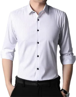 Men Designer Slim Stripes with Casual Long Sleeve Shirts