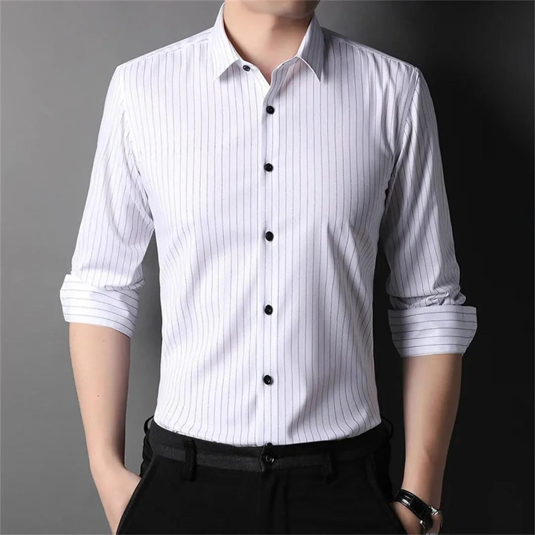 Men Designer Slim Stripes with Casual Long Sleeve Shirts
